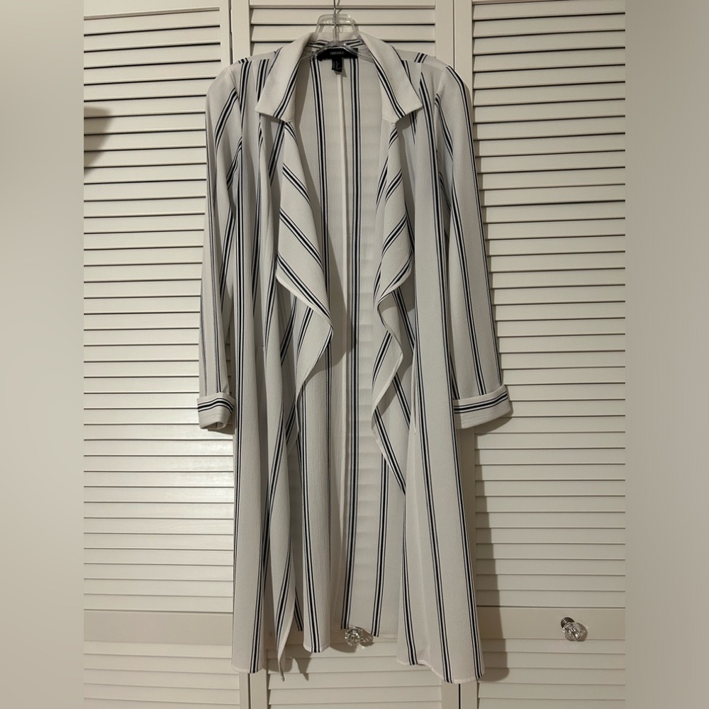 Forever 21 chic white and black striped jacket - size small